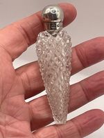 Perfume bottle Antique Hobnail Glass with solid silver lid Charles May Birm 1888
