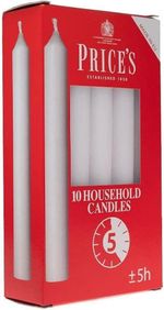 Prices Household Candles White 5 Hours Long Burning Time 2cm Pack of 10 - 120 