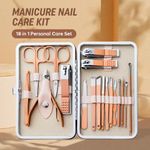 18PC Manicure Pedicure Set Nail Clippers Cutter Grooming Kit Pink Travel Case UK