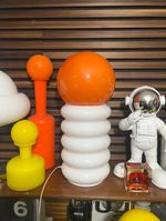 Vintage Habitat Space Age Orange & Glass Table Lamp Carlo Nason for Mazzega