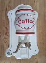 Vintage German Zassenhaus Wall Mounted Coffee Grinder Mill, Wood And Ceramic