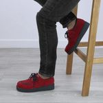 MENS DARK RED WITH BLACK  FOREVER FASHION PUNK ROCK N ROLL FAUX SUEDE CREEPER