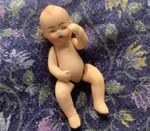 Vintage dolls house miniature bisque baby doll wire jointed