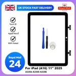 For 2025 iPad A16 11'' Front Glass Touch Screen Digitizer + IC Replacement Black