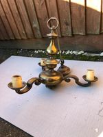 Genuine antique solid brass 3 arm chandelier, possibly Victorian