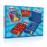 3-in-1 Travel Games Set Kids Pop & Hop Four In A Row Noughts Crosses Holiday