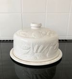 Vintage St Michael Marks & Spencer White Embossed Ceramic Cheese Dome