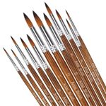 12Pcs Artist Paint Brushes Set Professional Brush Wooden Oil Acrylic Watercolour