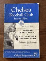 20/9/1950 Charity Shield Programme, England World Cup XI v Canadian Touring Team