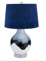 Ice Shadows Table Lamp With Navy Blue/Green Lampshade,67cm x 41cm x 41,White/Bla