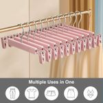 Trouser Hanger 10Pack Skirt Hangers with Clips Adjustable Clips Hooks Organizer