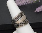 Vintage Signed Silver Tone Bali Style Wide Band Ring Size 7