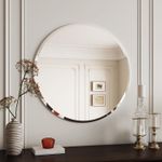 LUVODI Frameless Circle Mirror Round Bathroom Wall Mirror w/Beveled Edge 60/80cm