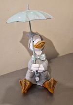 Cute Ceramic Duck Ornament 4 Inch Tall With Metal Umbrella