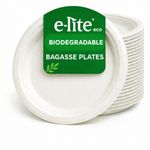 e-Lite® Heavy Duty Bagasse Paper Plates  7", 9" & 10"  Biodegradable Disposable