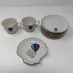 11 Piece - 1983 NEW ORLEANS WORLDS FAIR - Clam Shell, Tea Cup, Saucers - Balloon
