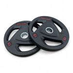 2x15kg Tri-Grip Weight Plates (Olympic 50mm) Rubber Coated Weights Gym Grade C