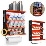 Spray Can + Paper Towel Holder Rack - Metal Spray Paint Organizer Wall-Mounted