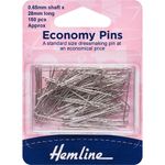 Hemline Economy Dressmaking Sewing Pins 0.65mm x 28mm Nickel 150 craft pins