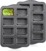 2 Pack 8 Cavity Mini Loaf Pan, Non-Stick Small Bread Loaf Pans, Rectangle