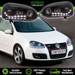 VW Golf Mk5 V 2003-2009 Projector Headlights R8 LED Black Inner GTi Boxed 1 Pair