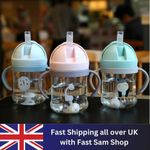 Baby Cup with Straw Bottle Drinking Water Kids Sippy Cup Handle Toddler Feeder