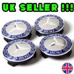 4x Blue Mercedes Benz Alloy Wheel Centre Caps 75mm Badges Hub Emblem - Fits All
