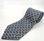 Hermes 100% Silk Tie Mens Blue Tulip Floral Geometric 7775FA Made France Vintage