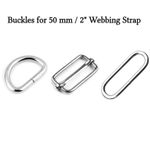 Buckles for 50 mm / 2" Webbing Strap D Rings O Rings Sliders Loops Silver Metal