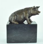 Statue Pig Wildlife Art Deco Style Art Nouveau Style Bronze Signed Sculpture