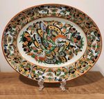 Antique Chinese Famille Rose Thousand Butterflies Platter Oval tray Vintage HTF