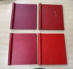 4 red loose leaf stamp albums. New leaves. 3 Stanley Gibbons. B85