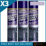 3 x CAR INTERIOR CLEANING SPRAY 300ML SHINE DASHBOARD POLISH CLEANER RESTORER