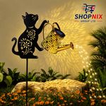 Solar Powered LED String Light Watering Can Hollow Outdoor Garden Art Lamp CAT