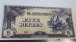 @@@  A SUPERB UNC 1942 JAPANESE GOVERMENT FIVE RUPEE NOTE BURMA ,,, @@@ 