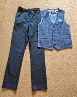 NEXT Boys Blue Check Waistcoat & Trousers Set 13/14 Years Excellent Condition