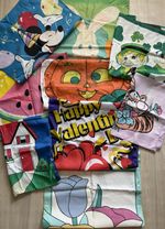 Lot Of 9 Vintage Flags Outdoor Banners Seasonal