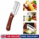 3-in-1 Stainless Steel Vegetable Peeler Shredder Slicer Wooden Handle 25cm Tool