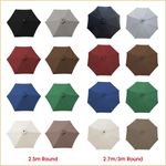 Replacement Fabric 2.5m 2.7m 3m Garden Patio Parasol Canopy Cover 6 Arm or 8 Arm