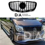 GLOSS BLACK FRONT GT RADIATOR GRILLE FOR MERCEDES SPRINTER W906 FACELIFT 2013-18