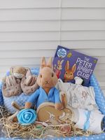💙New Born Baby Boys Peter Rabbit  Baby Shower Hamper Basket Gift Set New 💙