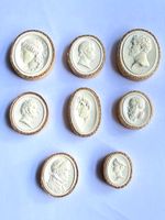 SET OF 8 ANTIQUE 19th C PLASTER RELIEF INTAGLIO CAMEO. CLASSICAL GRAND TOUR