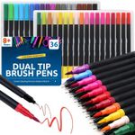 36 Colour Dual Tip Brush Pens Drawing Watercolour Colouring Markers Fine Art Set