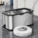 360 Spin Mop Bucket Set Stainless Steel Wringer 2/4/6 Heads Refill