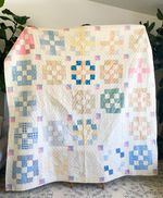 Vintage Shoo Fly / T Block Quilt 84x84 Patchwork