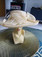 HUGE WIDE buttercream  modern  Ascot/races/wedding hat