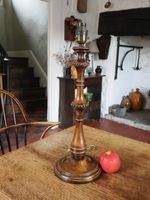 A Fabulous Antique Turned Wood Table Lamp To Rewire Fantastic Quality 