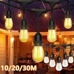 10M/20M/30M Festoon String Light E27 S14 LED Bulbs Outdoor Garden Light UK Plug