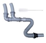 Caravan Motorhome Double Waste Outlet with Brush with collapsible pipe
