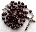 WOOD ROSARY     Brown    Oval Beads    Made in Italy